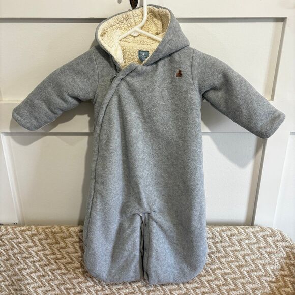 Baby Gap Sherpa Lined Convertible Bunting Coverall Snow One Piece Grey 3-6 Month - Picture 1 of 7